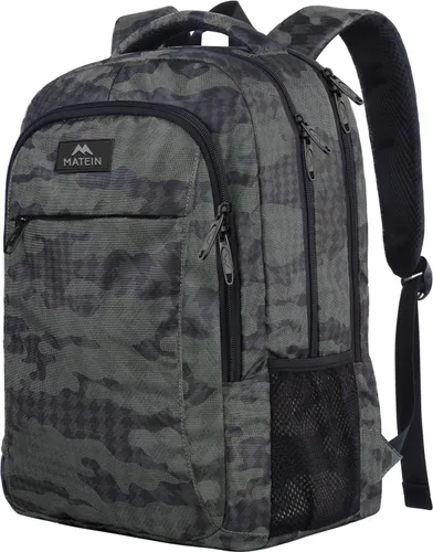 Vista 28 de MATEIN - Mochila de viaje para laptop, mochila empresarial antirrobo, delgada, resistente, puerto de carga USB, impermeable, para universidad o Gris