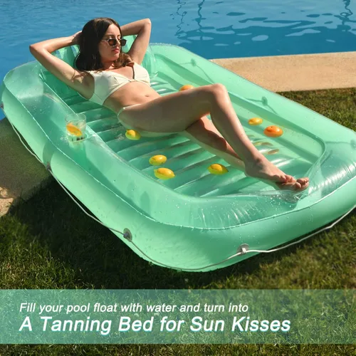 Vista 3 de Float Joy Tanning Pool Floats Adult Inflatable Tanning Bed for Backyard Lake Floats Tanning Pool Lounger Sunbathing Pool