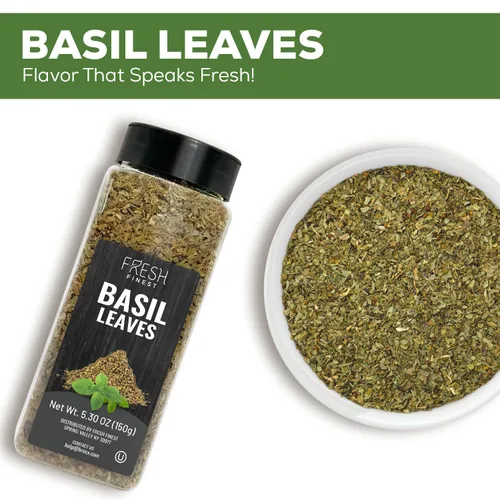 Vista 3 de Fresh Finest Especias de hojas de albahaca 5.30 onzas – Albahaca dulce seca para cocinar, sin OMG, sin gluten