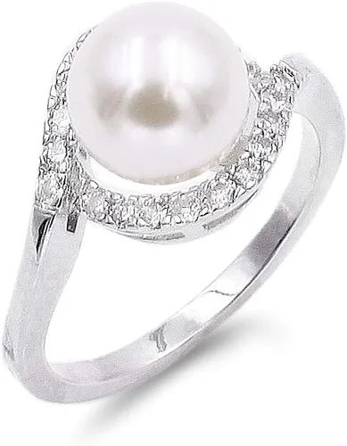 Anillo de perlas de 0.315in color marfil AAA CZ Micro pavé tamaño 5-10 joyería de boda, Cristal, Zirconia cúbica