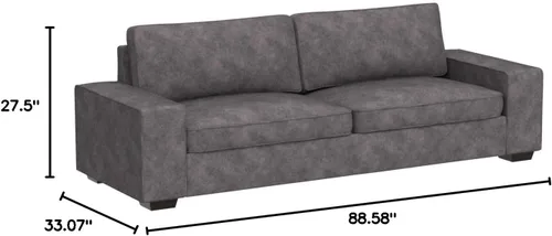 Vista 20 de LEISLAND Sofás modernos de 88.58 pulgadas para sala de estar, sofás y sofás de felpilla con reposabrazos cuadrados, cojín extraíble de respaldo bajo