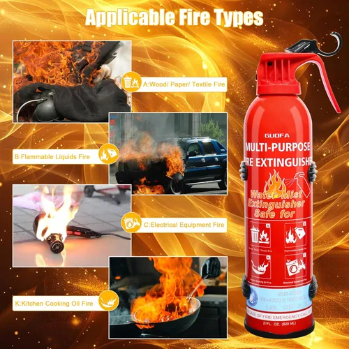 Vista 3 de Extintor de incendios para el hogar, paquete de 2 extintores de incendios para vehículos con soporte, extintor portátil eficaz en incendios A, B, C