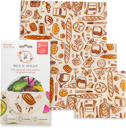 Bee's Wrap Envolturas de cera de abeja para alimentos, hechas en Estados Unidos, reutilizables y orgánicas, envoltura para sándwiches y cubiertas