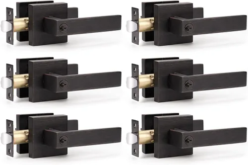 Vista 15 de KNOBWELL Juego de Manijas de Puerta Exterior de Servicio Pesado con Llave de Entrada (No con Llaves Iguales) Conjunto de Palancas de Entrada, Negro