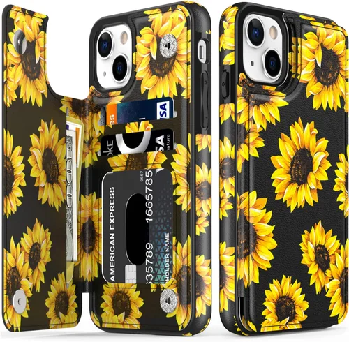 Vista 479 de LETO para iPhone 15 Pro Funda tipo cartera - Tapa tipo folio con patada - Diseños de moda - Tarjetero - Funda protectora para mujeres y niñas - 6.1