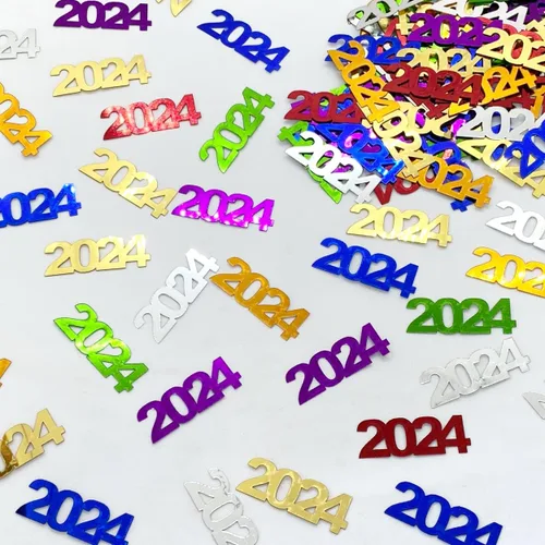 Vista 13 de Confeti Año 2024 Negro - Paquete al por menor #7630 QS0