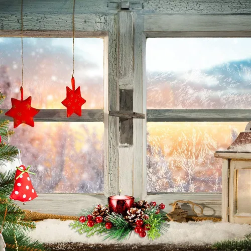 Vista 5 de Seematn Juego de 2 candelabros votivos de cristal para mesa de Navidad