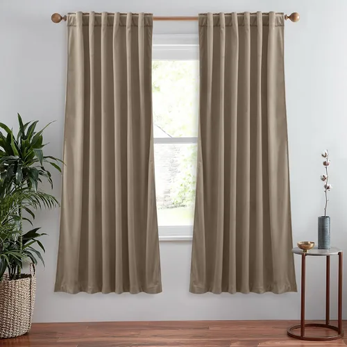 Vista 21 de StangH Cortinas de Terciopelo 42x84 pulgadas Beige Camello Oscurecedoras Resistentes al Calor Cobertura de Ventana Aplastadas Decoración del Hogar