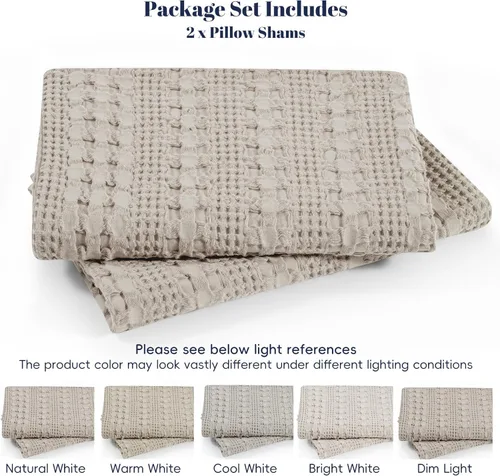 Vista 45 de PHF - Fundas de almohada 100% algodón con tejido gofre europeo, 26 x 26 pulgadas, 2 unidades para decoración elegante del hogar, para cama, sin