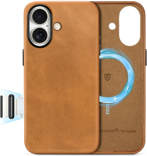 Vista 37 de SHIELDON Funda de cuero genuino para iPhone 17 de 6.3 pulgadas 2025 Compatible con Magsafe, botón de cámara actualizado, carga inalámbrica