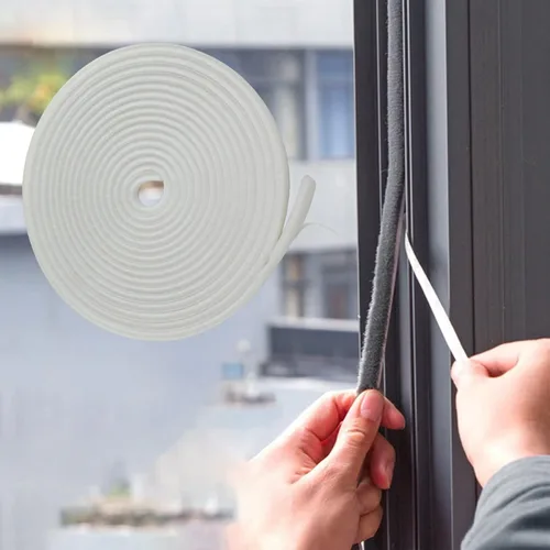 Vista 12 de Bruiefpap Burlete impermeable de 16.5 pies para puertas y ventanas, sello de puerta autoinsonorizante, aislamiento de puerta para correderas, Gris