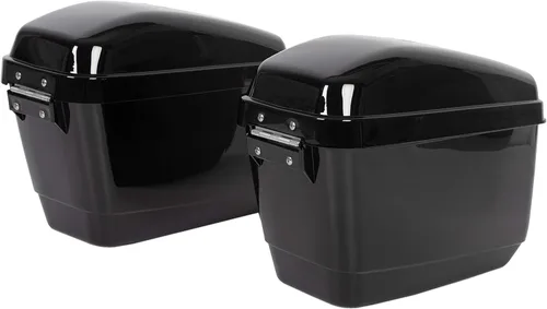 Vista 3 de Nuevas maletas para viaje, rígidas, con equipo de montaje, para Honda Shadow, Kawasaki Vulcan VN Black.