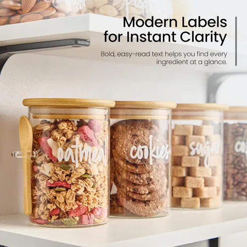 Vista 6 de Talented Kitchen Recipientes de vidrio para almacenamiento de alimentos con tapas, paquete de 4 unidades de vidrio de 17 onzas, tarros de cocina