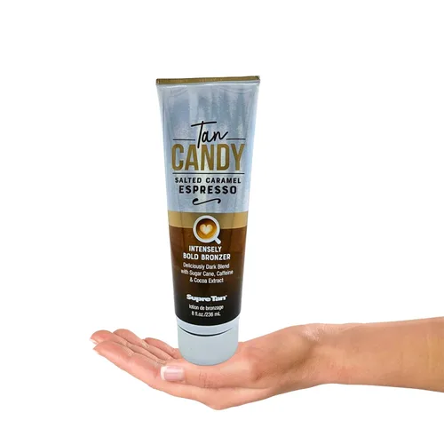 Vista 2 de Supre Tan Candy - Bronceador intenso intenso intenso con sabor a caramelo salado, mezcla oscura, 8.5 onzas