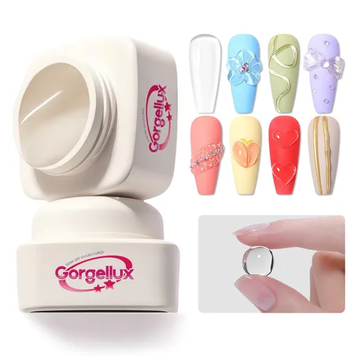 Gel de uñas 3D 5 en 1, manos antiadherentes, 0.71 onzas de gel transparente para tallar, moldear y pintar diseños de arte de uñas, pegamento de