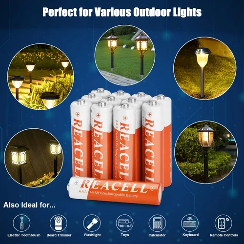 Vista 4 de Paquete de 24 pilas AAA recargables para luces solares, 1.2 V 700 mAh pilas AAA para lámpara de jardín al aire libre, controladores de juguetes