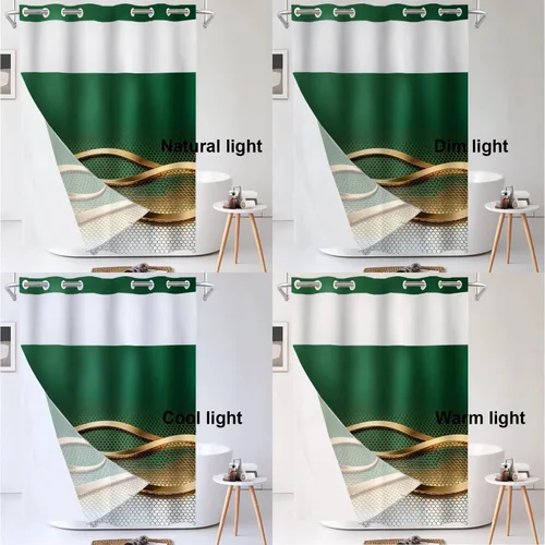 Vista 193 de Shrahala Father and Child Embracing No Hooks Shower Curtain with Snap in Liner Set, Tender Moment Captured Bathroom Décor Polyester Fiber Waterproof