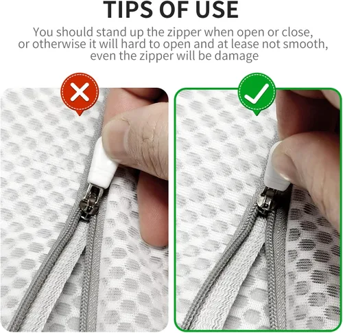 Vista 9 de 4 bolsas de malla de panal para ropa delicada con cremallera, bolsas de lavado de ropa para ropa interior, lencería, brasier, blusa, medias