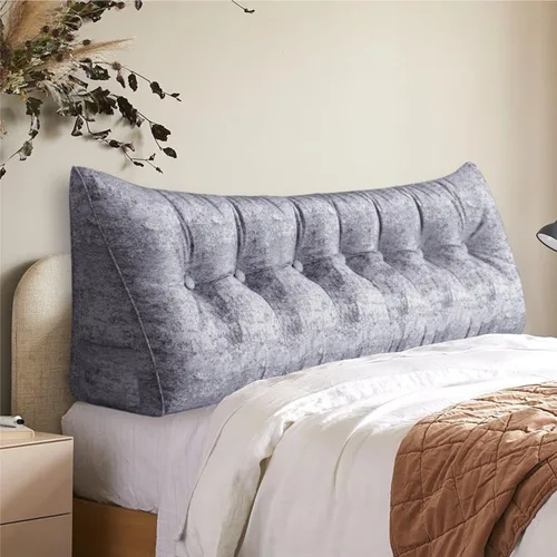 Vista 9 de Almohada de cabecero de 11 libras engrosada tamaño queen para sentarse en la cama, almohada de apoyo para la espalda para leer con bolsillo lateral