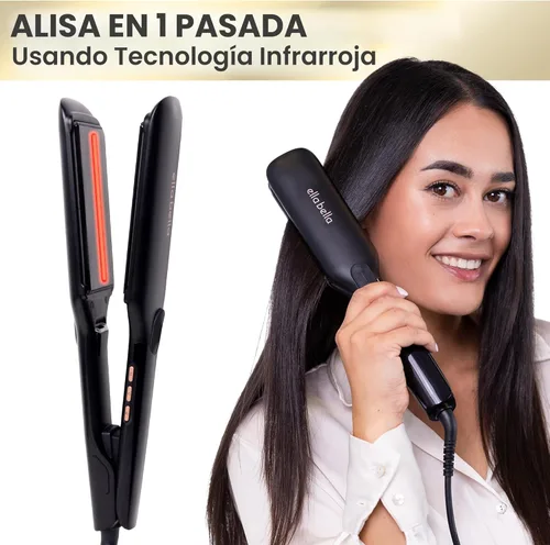 Vista 7 de ELLA BELLA® Plancha plana de titanio para alisar el cabello (con infrarrojos) • Alisador de pelo profesional • Pantalla digital para controlar