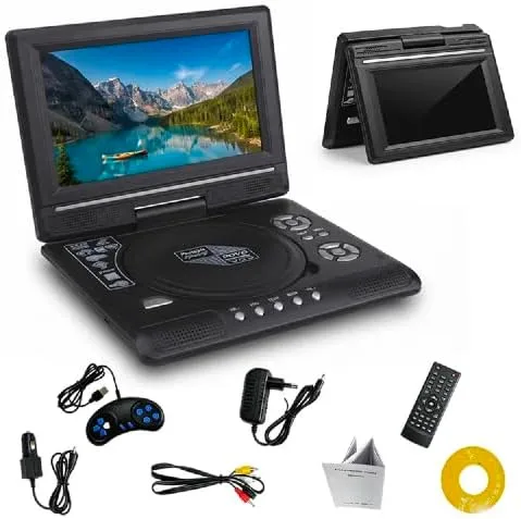 Reproductor de DVD portátil con pantalla de 7.8" y giro de 270°