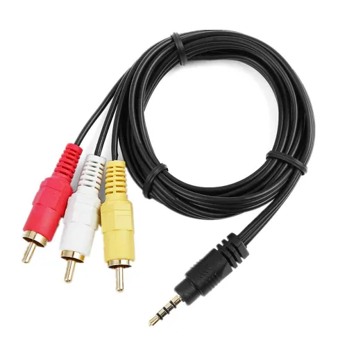 Vista 4 de MaxLLTo Cable de video de videocámara AV RCA de 0.138 in de largo de 5 pies de largo, 0.138 in macho a 3 RCA macho macho AV A/V Audio Video TV Cable