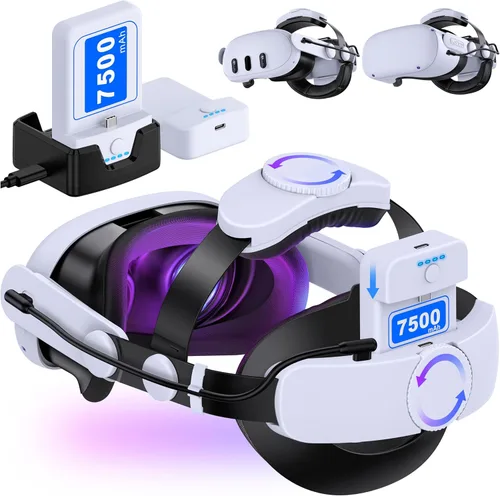 Battery Head Strap 15000mAh for Meta Quest 32,Elite Starp Replacement Extend Playtime for Oculus Quest 32 with Rechargeable Battery 2 Pack,Charging