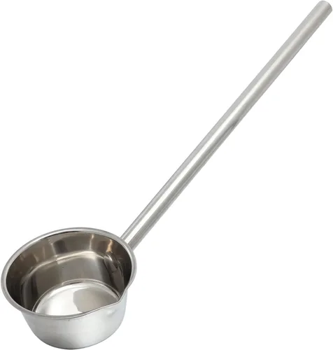 Vista 10 de ERINGOGO Cucharón de mango largo, cuchara grande de acero inoxidable de 17 onzas con borde de vertido, cuchara de servir salsa de comedor, cuchara