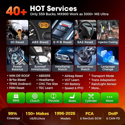 Vista 5 de Autel Escáner bidireccional MaxiCheck MX900: 2026 hasta MaxiCOM MK808S MX808S, funciona como herramienta de diagnóstico MK900-BT MK900BT OBD2