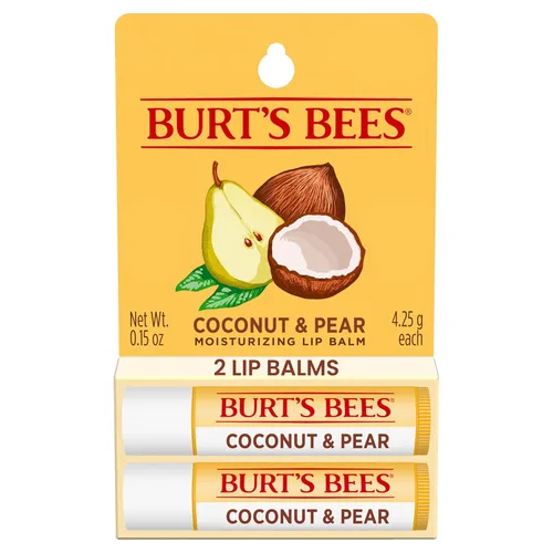 Burt's Bees Bálsamo labial - coco y pera, hidratante labial con cera de abejas de origen responsable, sin tinte, tratamiento acondicionador de
