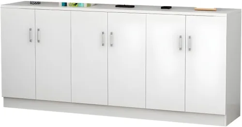 Vista 10 de Modernos estantes ajustables para servidor, armario de madera con puertas, armario de pared de cocina, almacenamiento, comedor, microondas, balcón