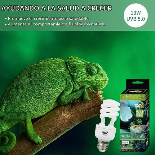 Vista 6 de LUCKY HERP Lámpara fluorescente compacta UVA UVB para reptiles 5.0, 13 W, lámpara tropical para terrario