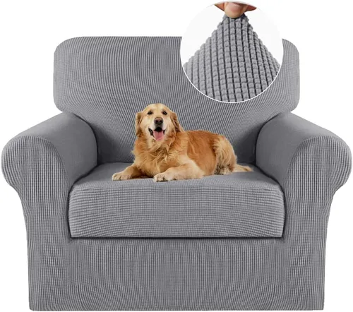 Vista 31 de Turquoize - Fundas de sillas de 2 piezas, fundas de sofá, funda de sillón con reposabrazos, protector lavable para sillas, tela jacquard gruesa Cian