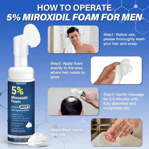 Vista 6 de Minoxidil 5% espuma para el crecimiento del cabello de hombres