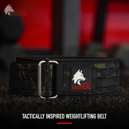 Vista 3 de WOLF TACTICAL Cinturón de levantamiento de pesas para hombre: levantamiento de pesas, peso muerto y sentadillas Negro