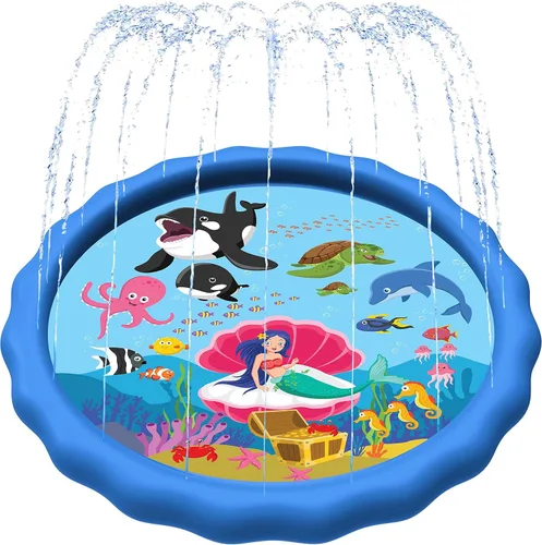 Vista 9 de SplashEZ Almohadilla de salpicaduras 3 en 1, aspersor para niños y piscina de bebés para aprender, piscina con rociadores para niños pequeños