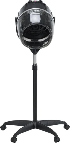 Vista 9 de BarberPub Secador de pelo con capucha de 1300 W con soporte, base rodante de pie ajustable en altura, equipo de salón de belleza con rotación