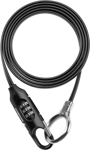 Vista 8 de ROCKBROS Cable de bloqueo de bicicleta de 5 pies con combinación preestablecida, ligero, versátil y resistente a la intemperie, candado de bicicleta