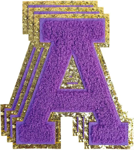 Vista 171 de 3 parches de letras de felpilla negra, parches de letras termo-adhesivas de 4-1/2", parches universitarios para ropa, S