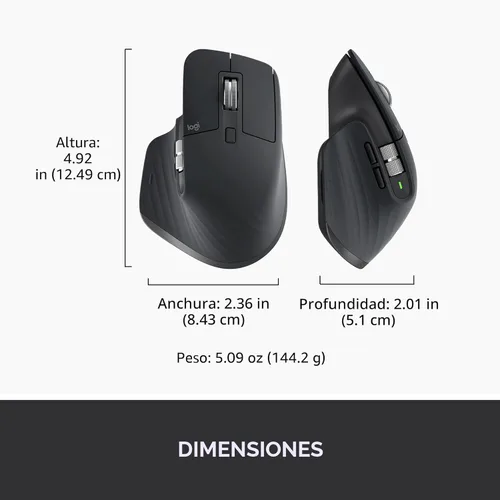 Vista 11 de Logitech MX Master 3S Ratón Inalámbrico Edición Estándar con Receptor USB Logi Bolt, Desplazamiento Ultrarrápido, Ergo, 8K DPI, Seguimiento
