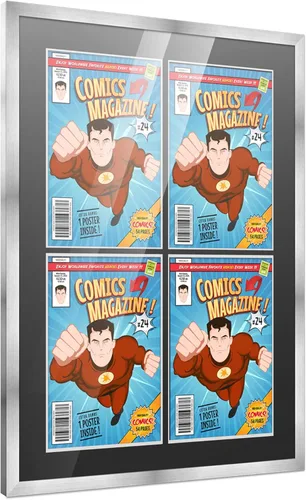 Vista 111 de Poster Palooza Marco de cómic con paspartú para 1 cómic de la Edad de Bronce publicado entre 1970 y 1985, marco de cómic negro para cómic de 7.25 x