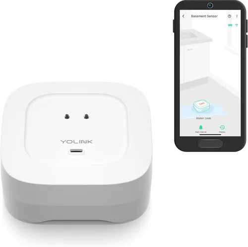 YoLink Detector de fugas de agua 4 con alarma de audio de 105 dB, advertencia de congelación, notificaciones push de la aplicación, alertas de