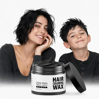 gowwim Color de cera para el cabello, tinte temporal para el cabello, cera natural y no grasosa para mujeres y hombres, 4.23 onzas, color negro
