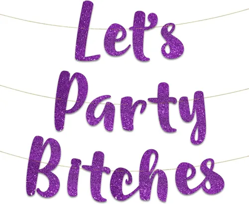 Vista 7 de Cartel de "Let's Party" con purpurina dorada – Divertida despedida de soltera, cumpleaños, decoraciones de soltero – 21 – 30 – 40 – 50 cumpleaños
