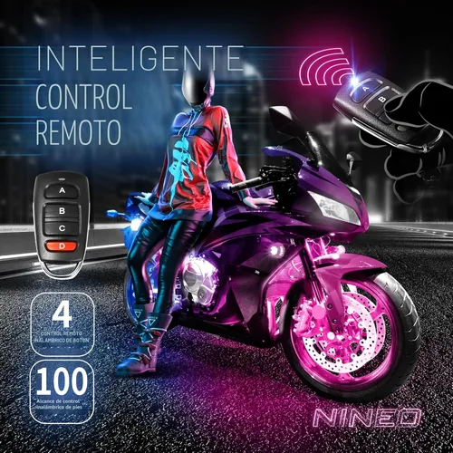 Vista 6 de NINEO 8 tiras de luces LED RGB para motocicleta, multicolor neón con control remoto inteligente, compatible con Carts Trikes Cruiser Scooter ATV UTVs