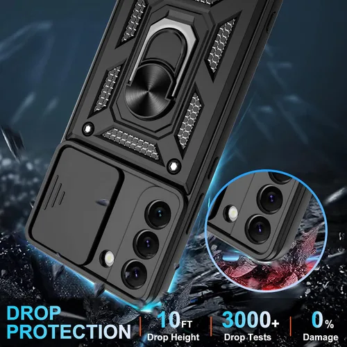 Vista 717 de Gritup Funda para Samsung Galaxy A05s-4G con Protector de Pantalla [2 Piezas] con Cubierta Deslizante para Cámara, Soporte Tipo Atril de Anillo