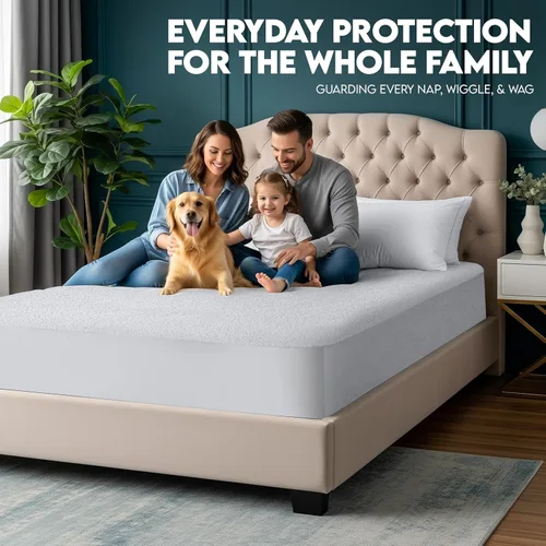 Vista 4 de Utopia Bedding - Protector de colchón de doble cara con parte superior y paneles laterales de rizo impermeables tamaño individual, funda de colchón