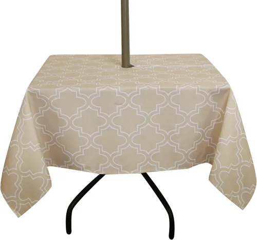 Vista 12 de ColorBird Mantel para exteriores con estampado botánico Spring Bloom, resistente al agua, a prueba de derrames, tela de poliéster con agujero