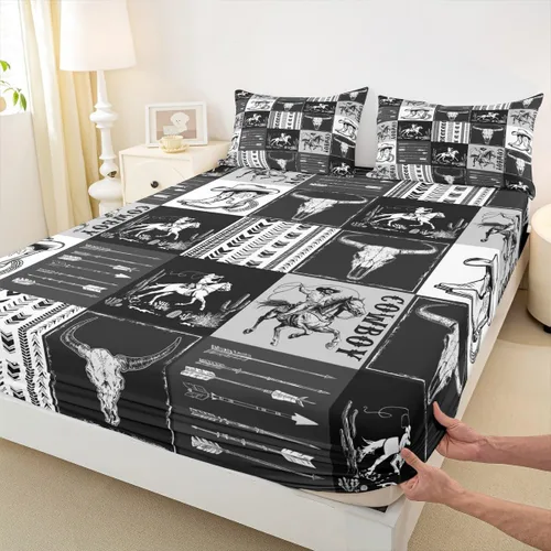 Vista 17 de Manfei Juego de sábanas bajeras de panal de galaxia, tamaño individual, 2 piezas, estampado geométrico hexagonal, funda de cama de cielo estrellado