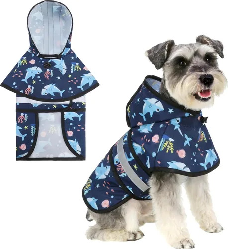 Vista 20 de KOOLTAIL Impermeable para Perros con Capucha Chubasquero Poncho con Agujero para Correa, Impermeable para Perros Pequeños y Medianos, Chaqueta